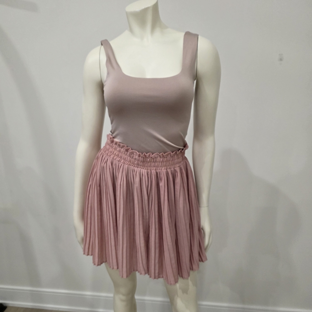 Zara Soft Pink Pleated High Waist Flowy Shorts S